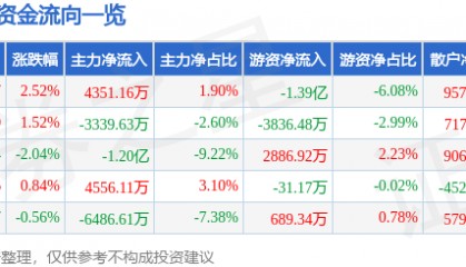 股票行情快报：三六零（601360）8月18日主力资金净买入4351.16万元