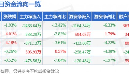 股票行情快报：凯撒文化（002425）2月11日主力资金净卖出2466.64万元