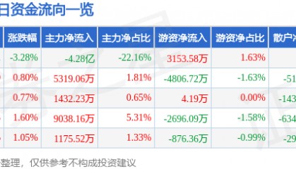 常山北明（000158）8月8日主力资金净卖出4.28亿元